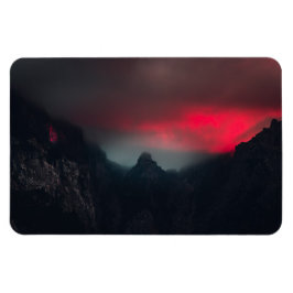 Brennende Wolken, Nebel und Berge Magnet