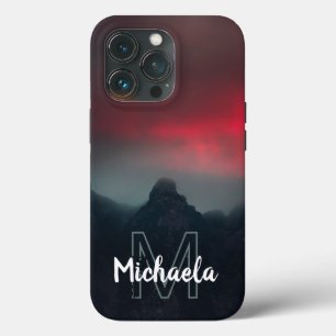 Brennende Wolken, Nebel und Berge Monogramm Case-Mate iPhone Hülle