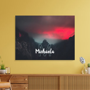 Brennende Wolken, Nebel und Berge Monogramm Leinwanddruck