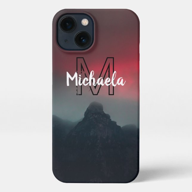Brennende Wolken, Nebel und Monografie der Berge i iPhone Hülle (Rückseite)