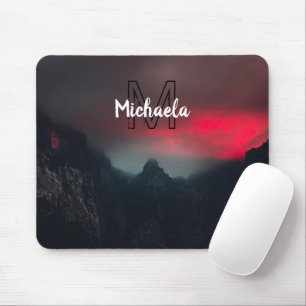 Brennende Wolken, Nebel und Monografie der Berge i Mousepad