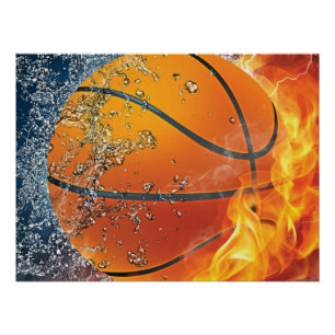 Brennender Basketball Poster
