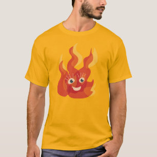 Brennender Feuer-Flammen-Charakter T-Shirt