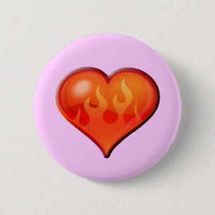 brennendes Flammenherz Button