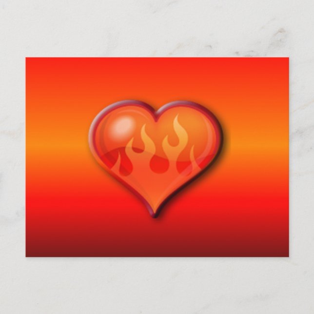 brennendes Flammenherz Postkarte (Vorderseite)