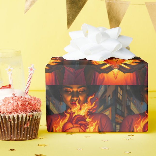 brennendes Herz Geschenkpapier (Geburtstagsparty)