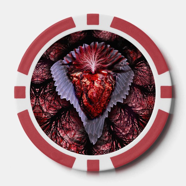 brennendes Herz Pokerchips (Vorderseite)