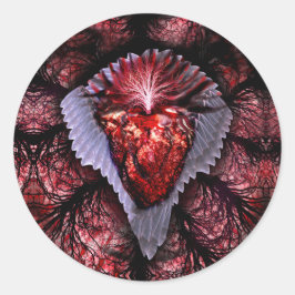 brennendes Herz Runder Aufkleber