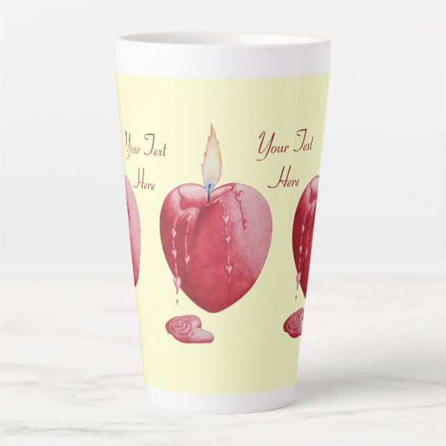 brennendes Kerzenherz, romantische rote Liebe Milchtasse (Vorderseite)