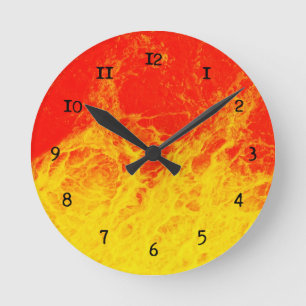 Brennendes rotes und gelbes Feuer Runde Wanduhr