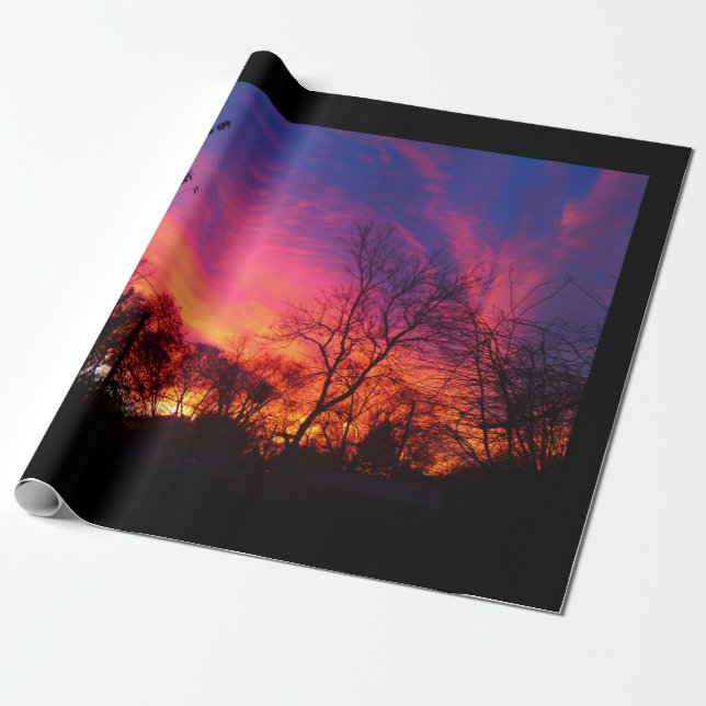 Brennendes Sonnenuntergang-Packpapier Geschenkpapier (Ungerollt)