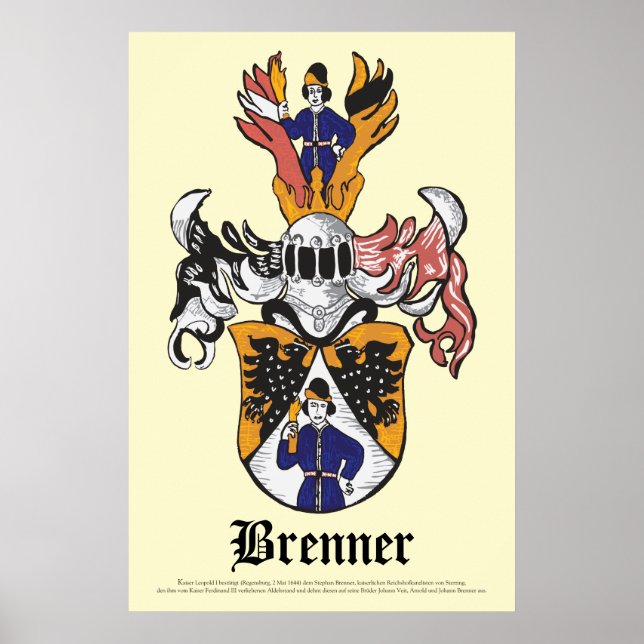Brenner-Familienwappen-Poster 24x36 Poster (Vorne)