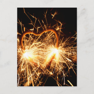 Brennfunkler in Herzform Postkarte