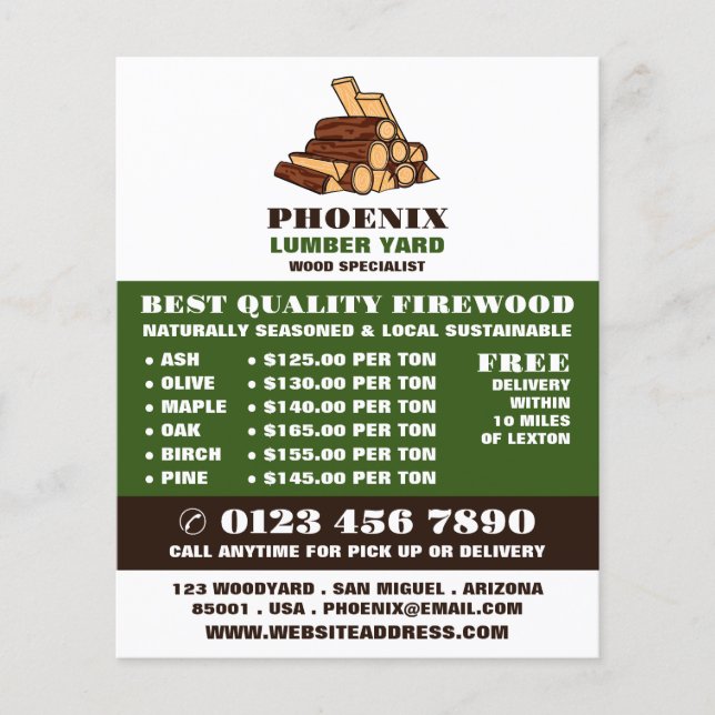 Brennholz, Holz/Holz/Holzgartenwerbung Flyer (Vorne)