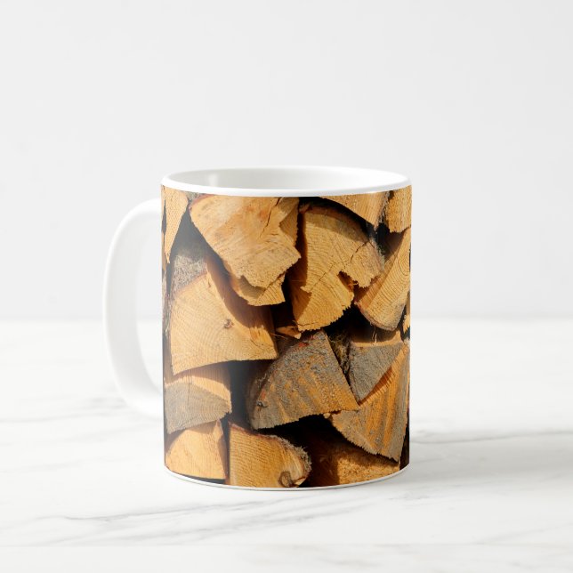 Brennholz Kaffeetasse (Vorderseite Links)