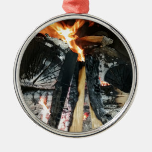 Brennholz Silbernes Ornament