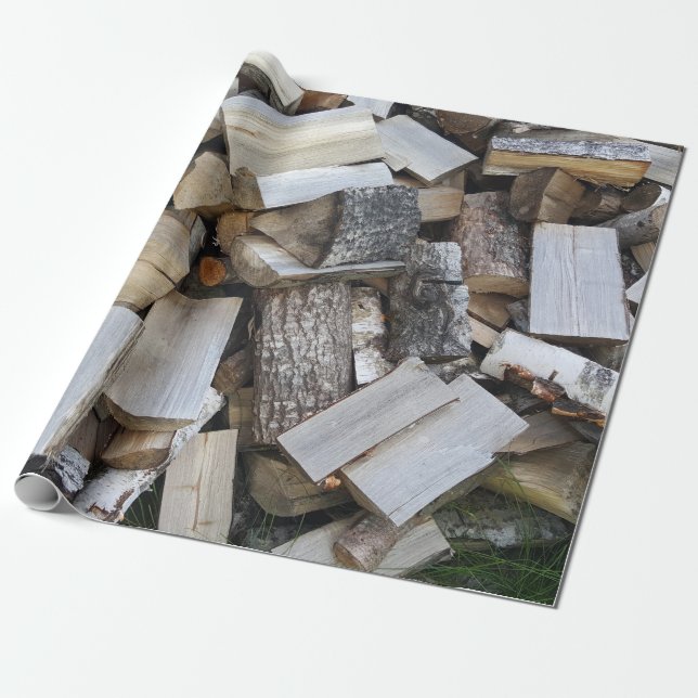 Brennholz zeichnet Fotografie auf Geschenkpapier (Ungerollt)