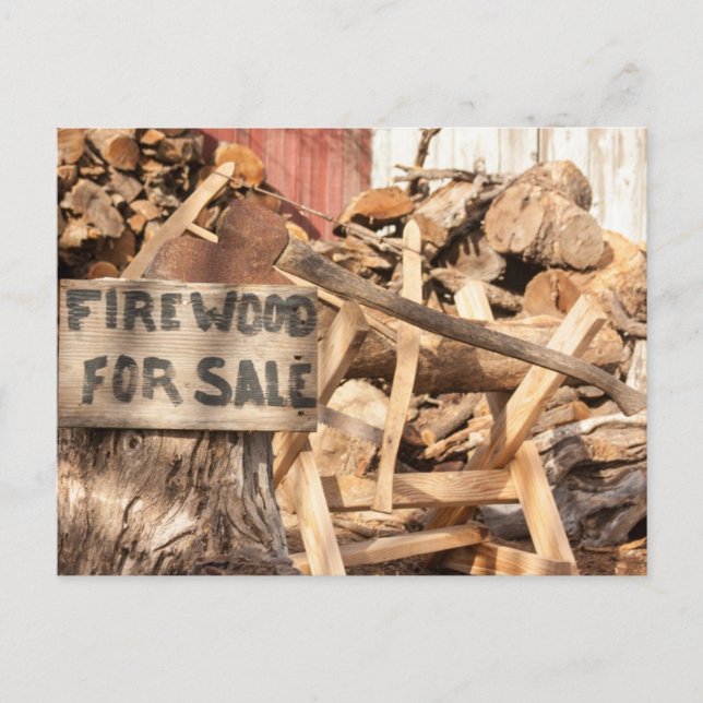 Brennholz zum Verkauf Vintage Postkarte (Vorderseite)