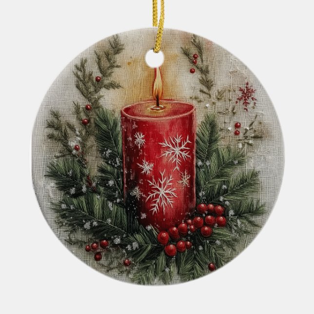 Brennkerze Keramik Ornament (Vorne)