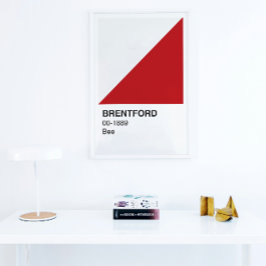 Brentford Bee Red and White - White Border Poster