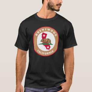 Brentwood California Ca Flag und Bären Abzeichen S T-Shirt