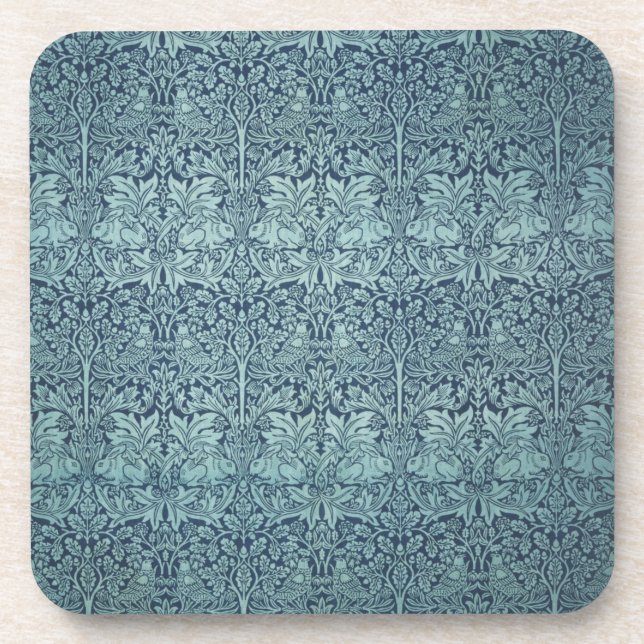 Brer Rabbit von William Morris Blue Textile Patter Getränkeuntersetzer (Vorderseite)