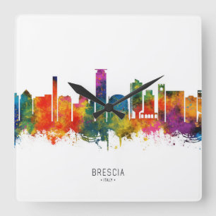 Brescia Italy Skyline Quadratische Wanduhr