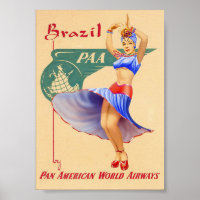 Brésil Retro Vintage voyage Poster Imprimer
