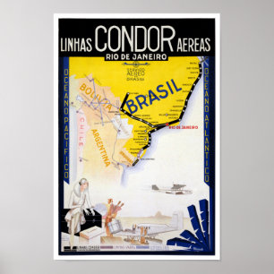 Brésil Rio Poster Vintage voyage restauré