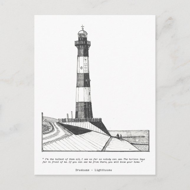 Breskens Lighthouse Niederlande Illustration Postkarte (Vorderseite)