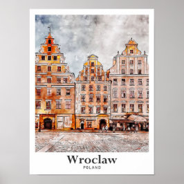 Breslau Polen Kunst Reisen Wasserfarben Handgezeic Poster