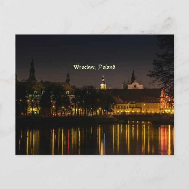 Breslau, Polen Stadtbild, Dämmerung Postkarte (Vorderseite)