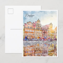 Breslau Polen Vintage Reise Aquarell Postkarte