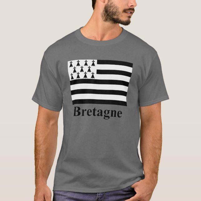 Bretagne-Flagge mit Namen auf französisch T-Shirt (Vorderseite)