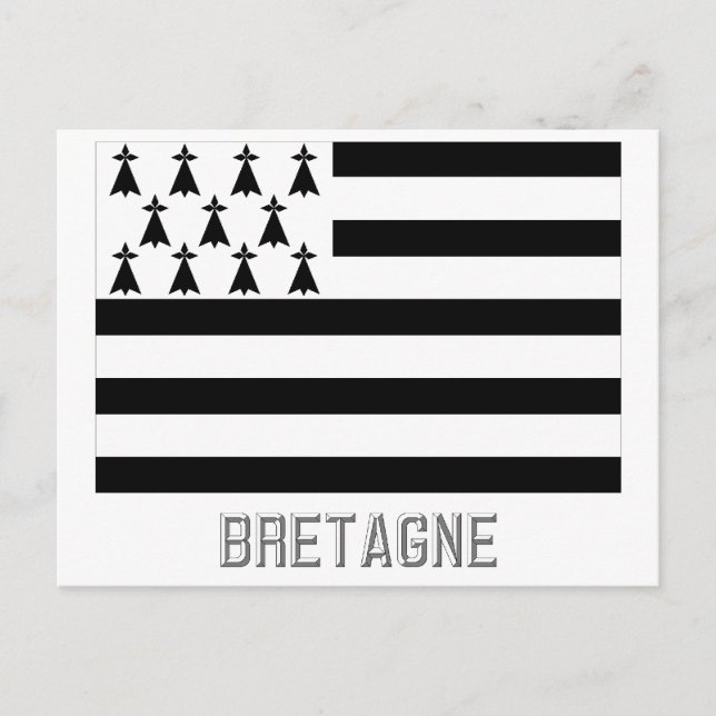 Bretagne-Flagge mit Namen Postkarte (Vorderseite)