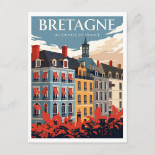 Bretagne Frankreich Retro-Reise Postkarte