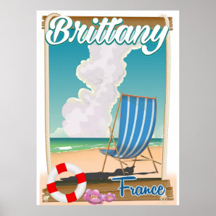 Bretagne Frankreich Strand Reiseplakat Poster