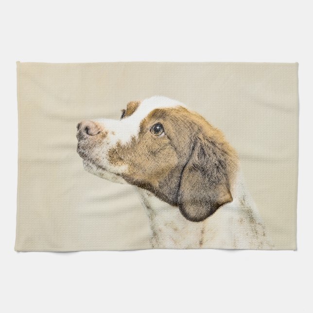 Bretagne Malerei - Niedliche Hundekunst Handtuch (Horizontal)