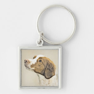 Bretagne Malerei - Niedliche Hundekunst Schlüsselanhänger