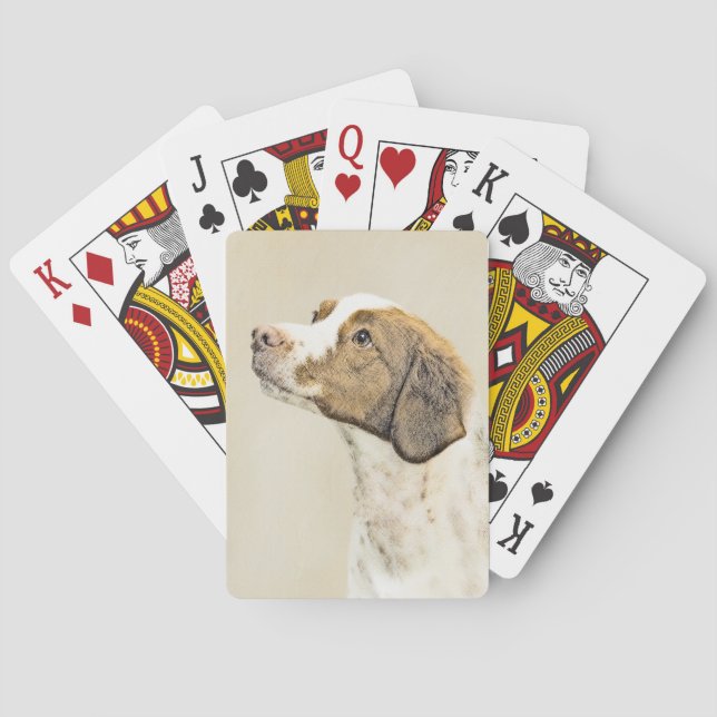 Bretagne Malerei - Niedliche Hundekunst Spielkarten (Rückseite)