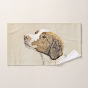 Bretagne Malerei - Niedliche Original Hunde Kunst Badhandtuch Set