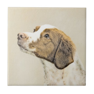Bretagne Malerei - Niedliche Original Hunde Kunst Fliese