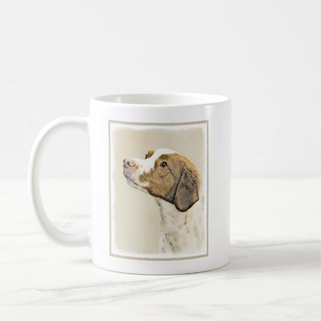 Bretagne Malerei - Niedliche Original Hunde Kunst Kaffeetasse (Links)