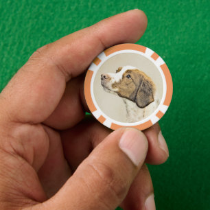 Bretagne Malerei - Niedliche Original Hunde Kunst Pokerchips
