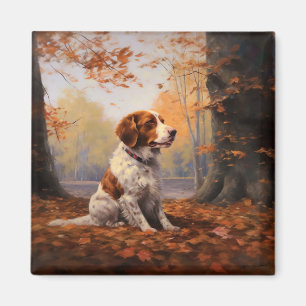 Bretagne Spaniel im Herbst Leaves Fall Inspiriert Magnet