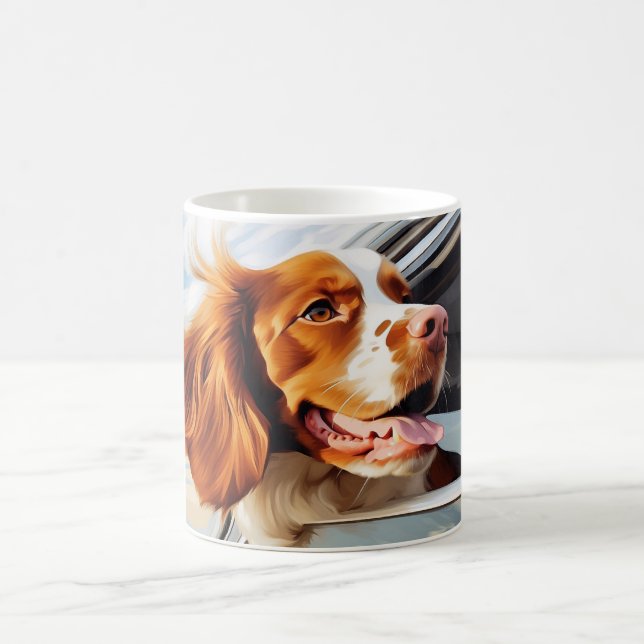 Bretagne spaniel in Car Window Kaffeetasse (Mittel)