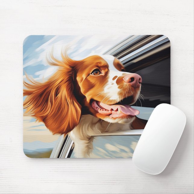 Bretagne spaniel in Car Window Mousepad (Mit Mouse)