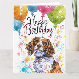 Bretagne Spaniel mit Balloons Karte