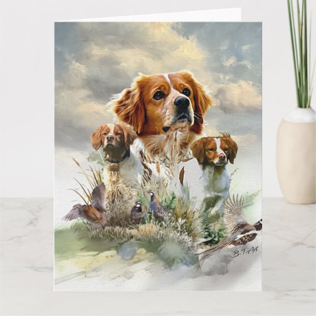 Bretagne-Spaniels, Französische Bretagne, Vogelhun Karte (Vorderseite)