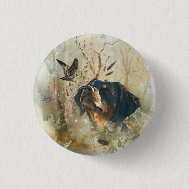 Bretagne Spanisch und Holzcock Button (Vorderseite)